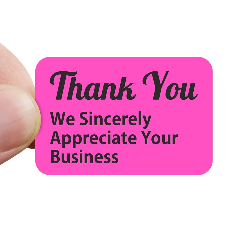 SmartSign Pack of 500 Thank You We Sincerely Appreciate Your Business Labels in Dispenser Box | 1" x 1.5" Fluorescent Paper Stickers, Made in USA - Image 1